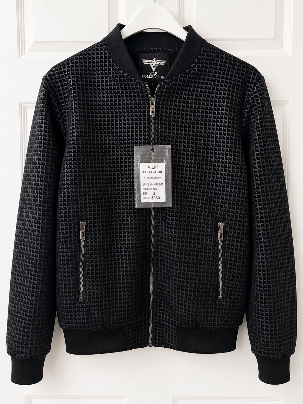 Kenneth Cole Black Textured Bomber Jacket